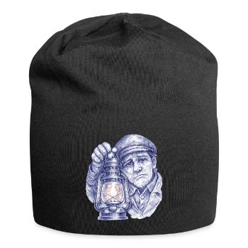 Homme senior avec lanterne - Bonnet en jersey - noir - Devant