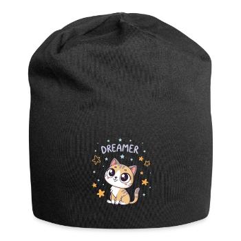 Dreamy Cat and Kawaii Stars - Jersey Beanie - black - Front