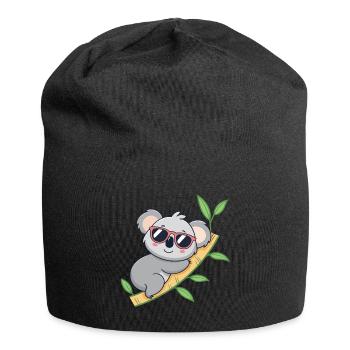 Trendiger Koala mit roten Brillen - Jersey-Beanie - Schwarz - Vorne