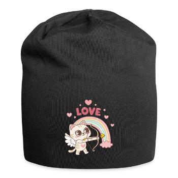 Chat céleste arcenciel amour - Bonnet en jersey - noir - Devant