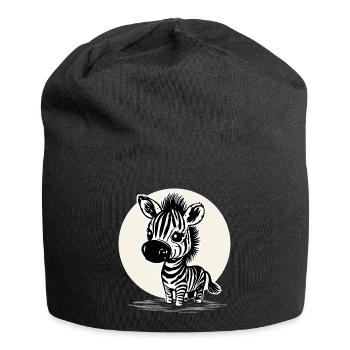 Cute Zebra – Cute Animal Motif - Jersey Beanie - black - Front