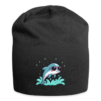 Delfin-Surfer-Chic-Rosenbrillen - Jersey-Beanie - Schwarz - Vorne