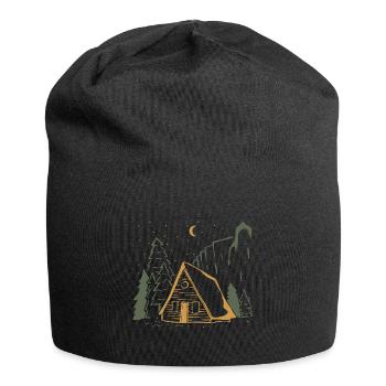 Moonlit Rustic Cabin Night - Jersey Beanie - black - Front