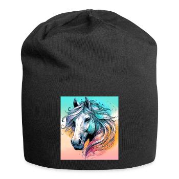 Pferd - Jersey-Beanie - Schwarz - Vorne