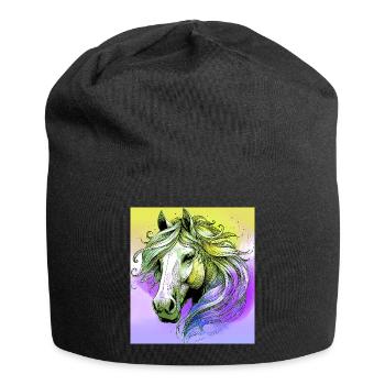 Pferd - Jersey-Beanie - Schwarz - Vorne