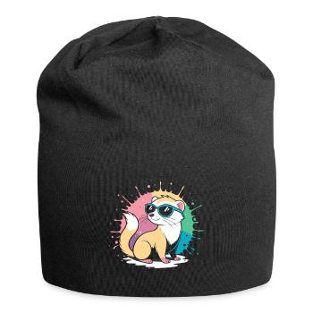 Furet Cool cartoon avec lunettes bleues - Bonnet en jersey - noir - Devant