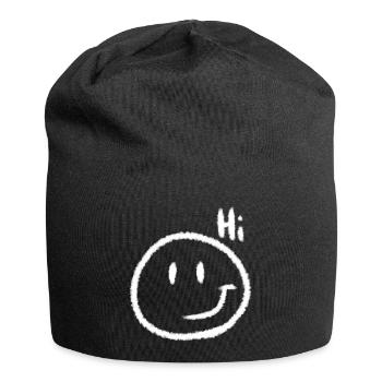 Hi Smile & Text | Kreide-Look - Jersey-Beanie - Schwarz - Vorne