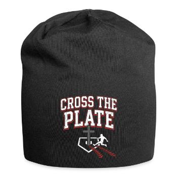 Cross The Plate Christlicher Baseball Glaube Jesus - Jersey-Beanie - Schwarz - Vorne