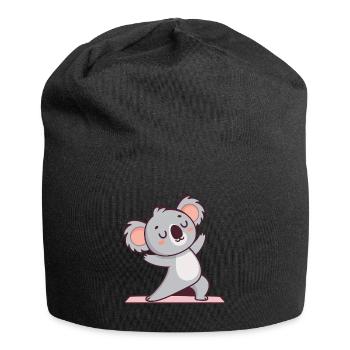 Koala-Yoga auf Matte - Jersey-Beanie - Schwarz - Vorne