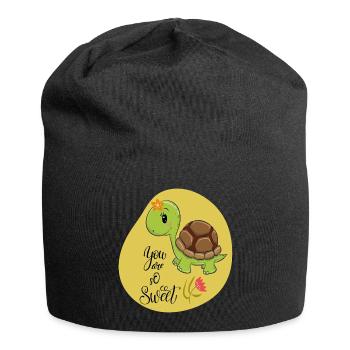 Süße Schildkröte - Jersey-Beanie - Schwarz - Vorne