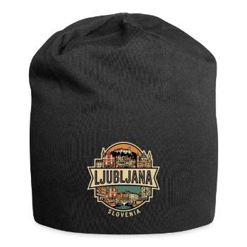 Ljubljana Vintage Skyline Badge - Jersey Beanie - black - Front
