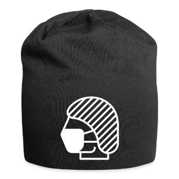 Filet à cheveux et masque facial, médecin, infirmière - Bonnet en jersey - noir - Devant