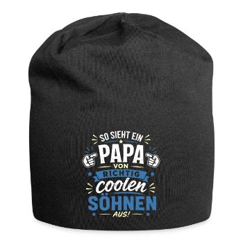 Lustiger Spruch Papa Söhne - Jersey-Beanie - Schwarz - Vorne