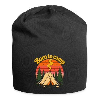 Born To Camp Retro 70s Sunset Cute Tent - Jersey Beanie - black - Front