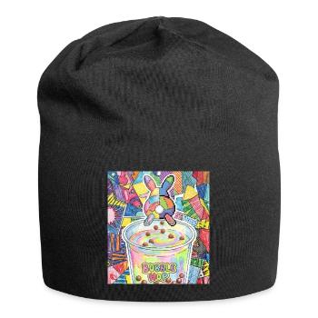 Bubble Tea Boba Drôle de Lapin mignon - Bonnet en jersey - noir - Devant