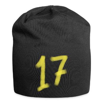 17th Birthday Yellow Brush Font - Jersey Beanie - black - Front