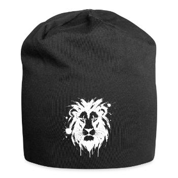 Lion Blanc Éclaboussures Peinture - Bonnet en jersey - noir - Devant