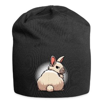 Kaninchen Hase Hasen langohr Klopfer Rammler - Jersey-Beanie - Schwarz - Vorne