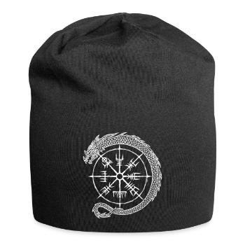 Vegvisir Midgardschlange - Wikinger Kompass - Jersey-Beanie - Schwarz - Vorne