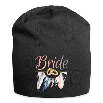 Bride Goldringe Federn JGA Junggesellenabschied - Jersey-Beanie - Schwarz - Vorne