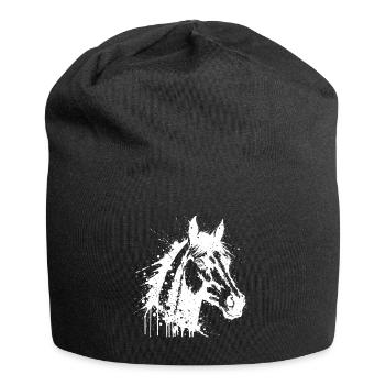 Horse Head Paint Splash White - Jersey Beanie - black - Front
