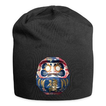 Colorful Daruma with Floral Origami Daruma - Jersey Beanie - black - Front