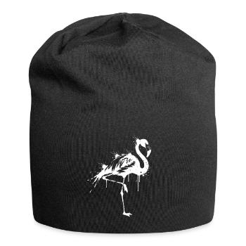 Flamingo Schwarz-Weiß-Spritzer - Jersey-Beanie - Schwarz - Vorne