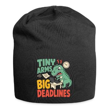T-Rex with small arms in the office - Jersey Beanie - black - Front