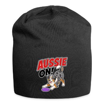 Aussie On! Playful Frisb Dog - Jersey Beanie - black - Front