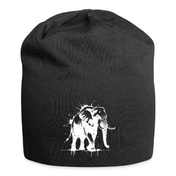 Elephant Street Art White - Jersey Beanie - black - Front