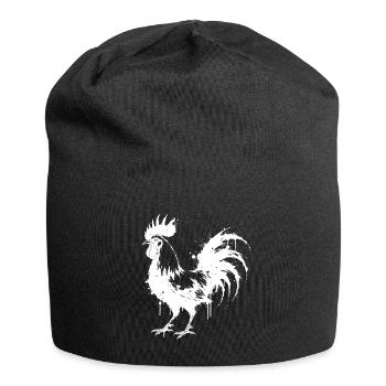 Abstract Rooster White Ink Splatter - Jersey Beanie - black - Front