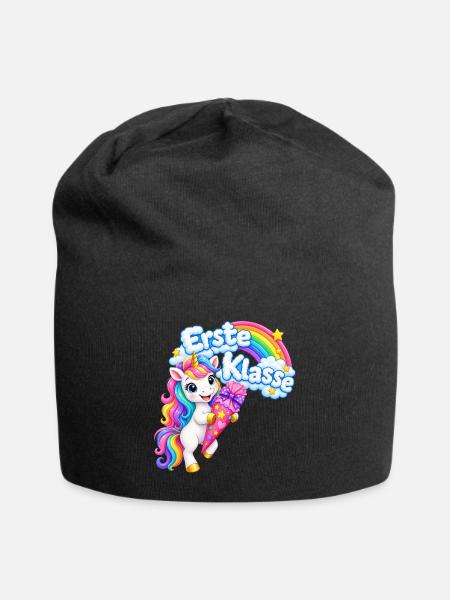 Erste Klasse Einhorn  - Jersey-Beanie - Schwarz