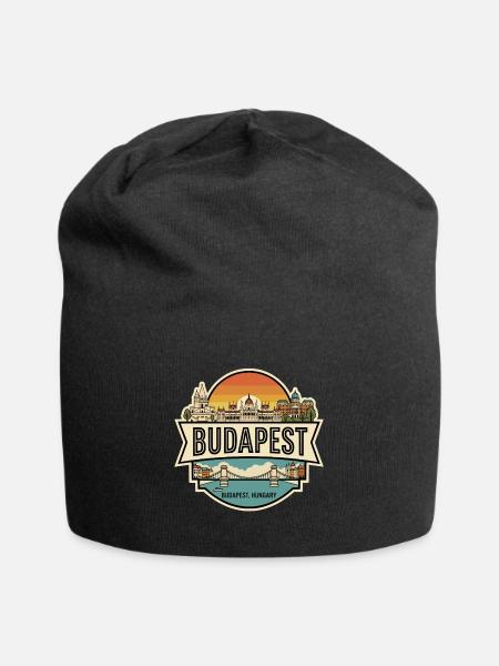 Budapest Ungarn Vintage Skyline Reiseabzeichen - Jersey-Beanie - Schwarz