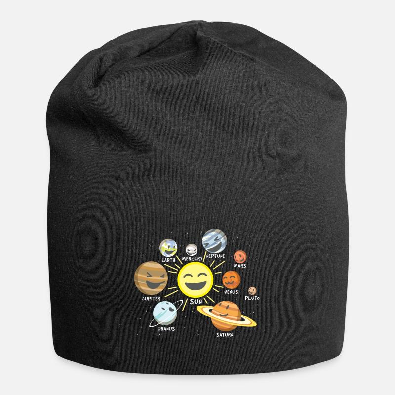 Sonnensystem - Jersey-Beanie - Schwarz