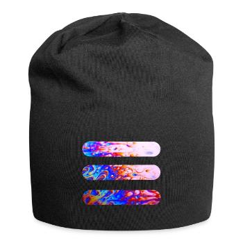 Lignes | Lignes ondulées | symboles | Modèle - Bonnet en jersey - noir - Devant