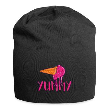 Yummy | lecker | Eis | Sommer | Eis essen - Jersey-Beanie - Schwarz - Vorne