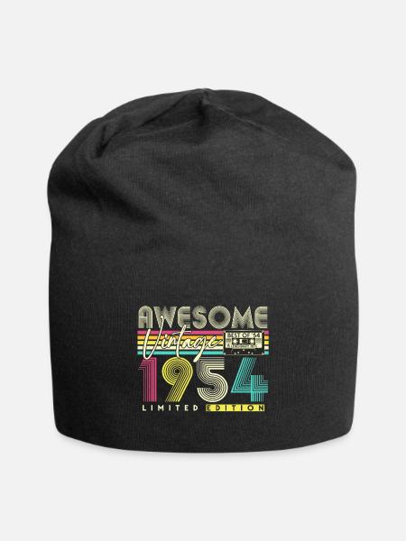 1954 Jahrgang Vintage Retro Geburtstag Geschenk - Jersey-Beanie - Schwarz
