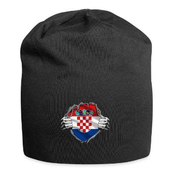 Kroatien Flagge Adria Zagreb Kroatische Fahne - Jersey-Beanie - Schwarz - Vorne