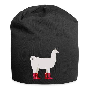 Alpaka Gummistiefel - Jersey-Beanie - Schwarz - Vorne
