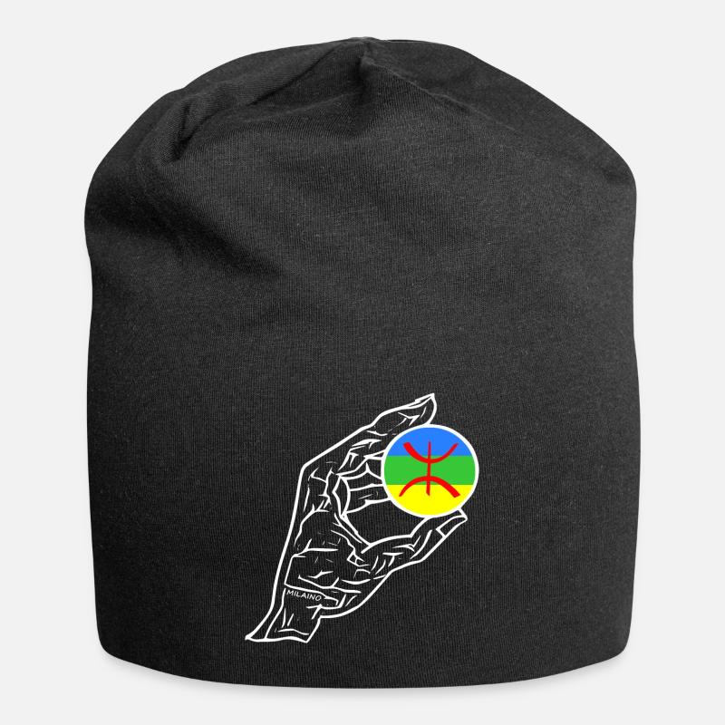 Drapeau de la main Amazigh - Bonnet en jersey - noir