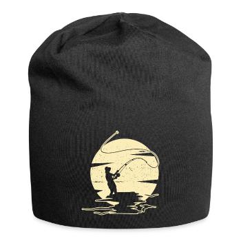Fliegenfischen Fischen Angeln Angler Fischer - Jersey-Beanie - Schwarz - Vorne