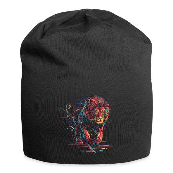 Lion courant tête de lion néon prédateur coloré - Bonnet en jersey - noir - Devant