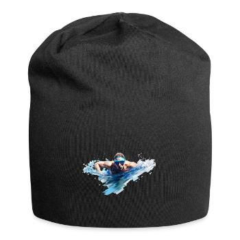 Schwimmen ist eine beliebte Sportart - Jersey-Beanie - Schwarz - Vorne