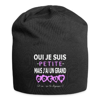 kleines, aber großes Herz, zu klein,Zitat - Jersey-Beanie - Schwarz - Vorne