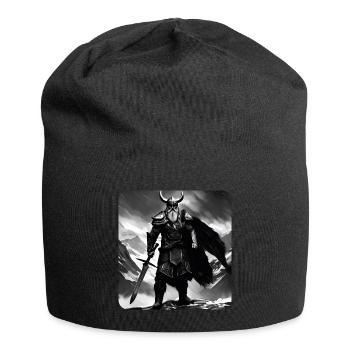 Stolzer Wikinger mit Hörner Helm Berserker Thor - Jersey-Beanie - Schwarz - Vorne