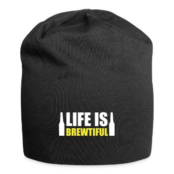 Bier macht das Leben schöner - Jersey-Beanie - Schwarz - Vorne
