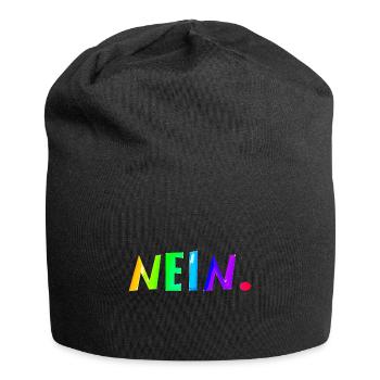Nein | Nö | Lustig | Lachen | ablehnend - Jersey-Beanie - Schwarz - Vorne