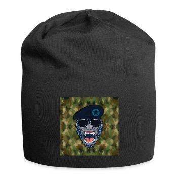 Lustiger Affe als Offizier im Militär Bundeswehr - Jersey-Beanie - Schwarz - Vorne