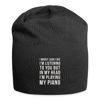 In My Head I'm Playing My Piano - Jersey Beanie - black - Front