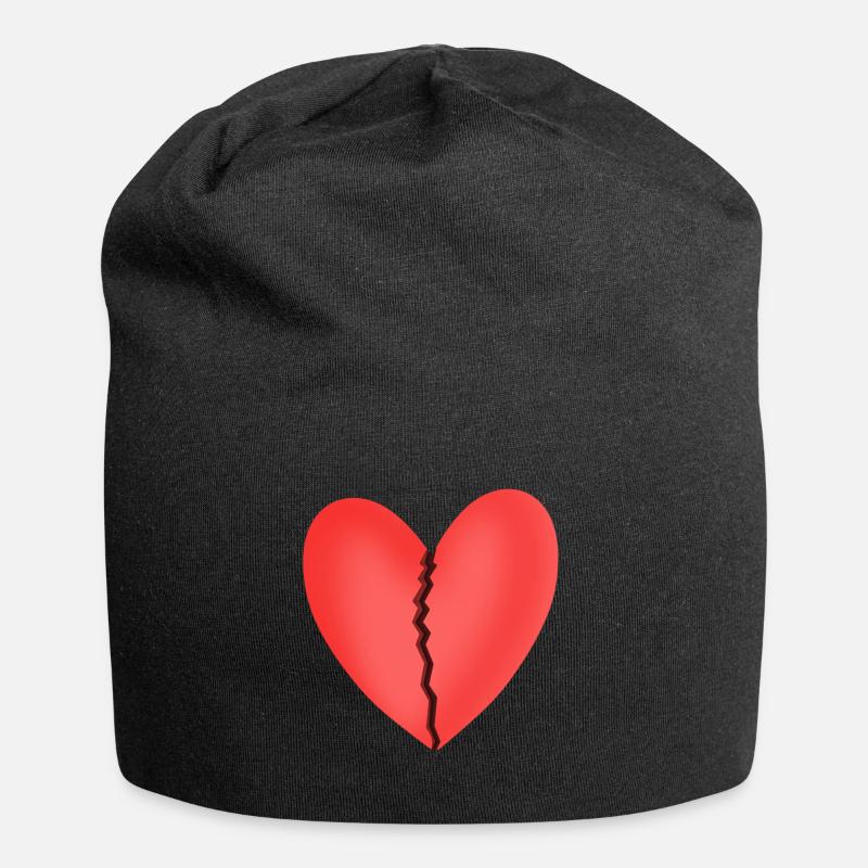 Gebrochenes Herz - Jersey-Beanie - Schwarz